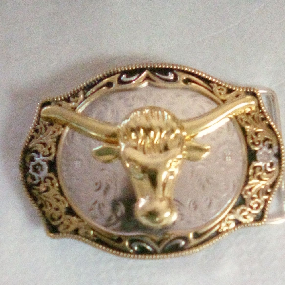 Gold and Silver Western Belt Buckle